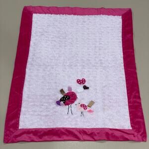 Lollypop Pink Plush Bird Heart Ribbon Tag Tab Security Lovey Baby Blanket